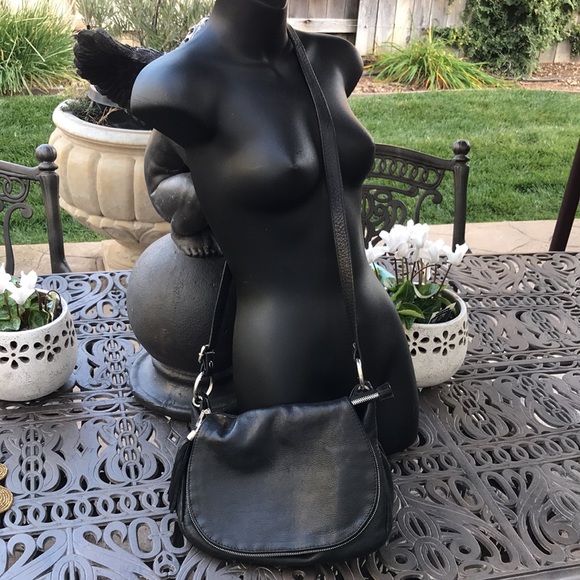 LAVORAZIONE Artigianale Italian Leather Crossbody Motorcycle Purse Fringe Zipper - Picture 2 of 13